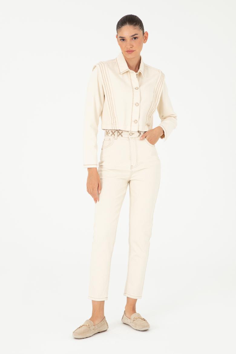 Ekru Mom High Waist Fit Jean Pantolon - 50293846006