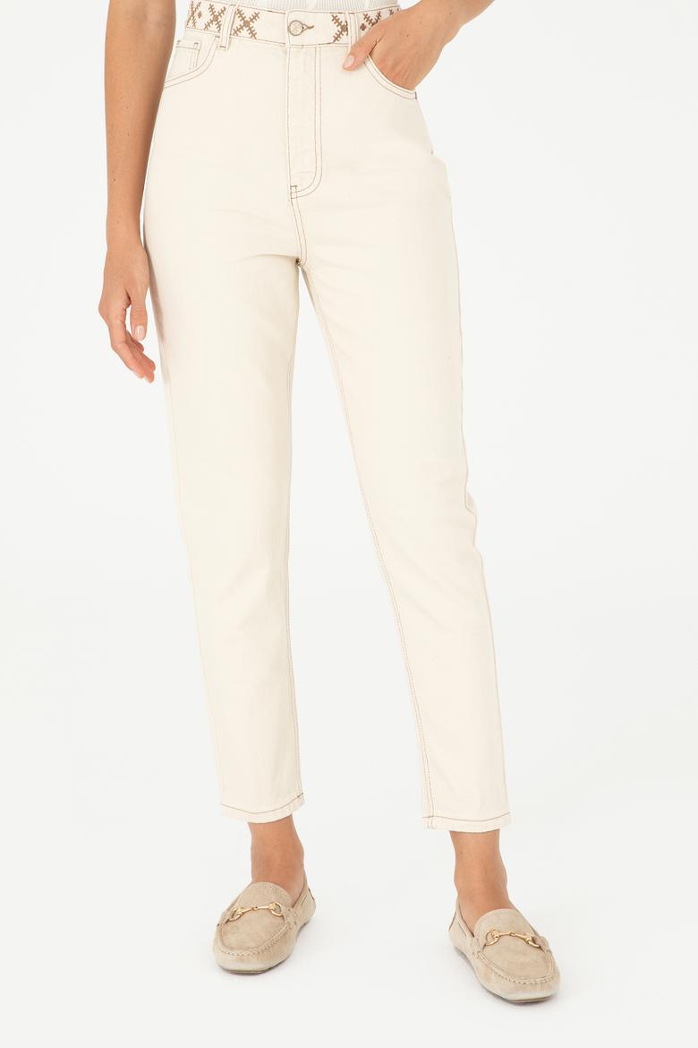 Ekru Mom High Waist Fit Jean Pantolon - 50293846006