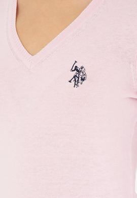 Kadın Pembe V Yaka Basic Kazak - 50293542084