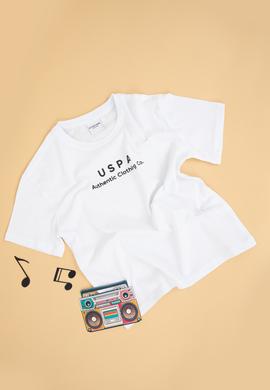 Erkek Çocuk Beyaz Bisiklet Yaka Tişört - 50295983007