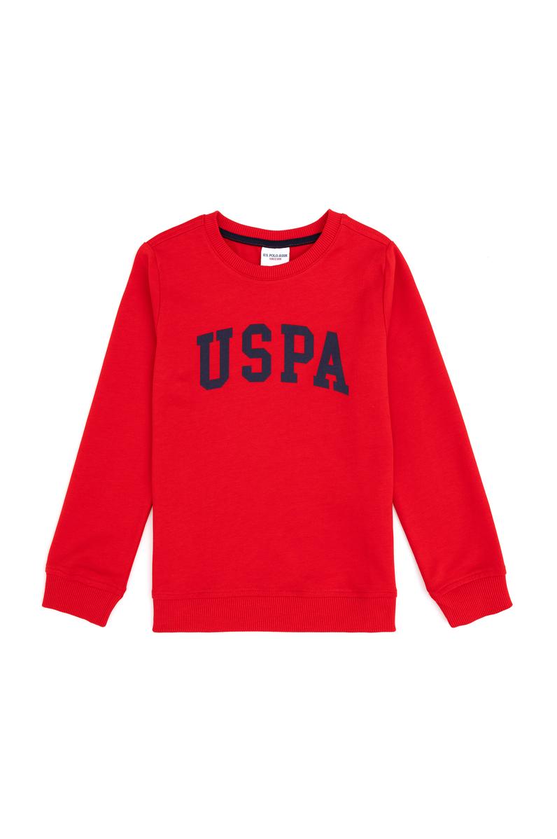 Erkek Çocuk Kırmızı Basic Bisiklet Yaka Sweatshirt