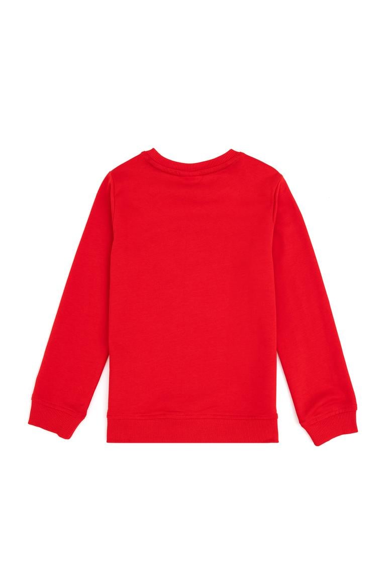 Erkek Çocuk Kırmızı Basic Bisiklet Yaka Sweatshirt - 50293474156