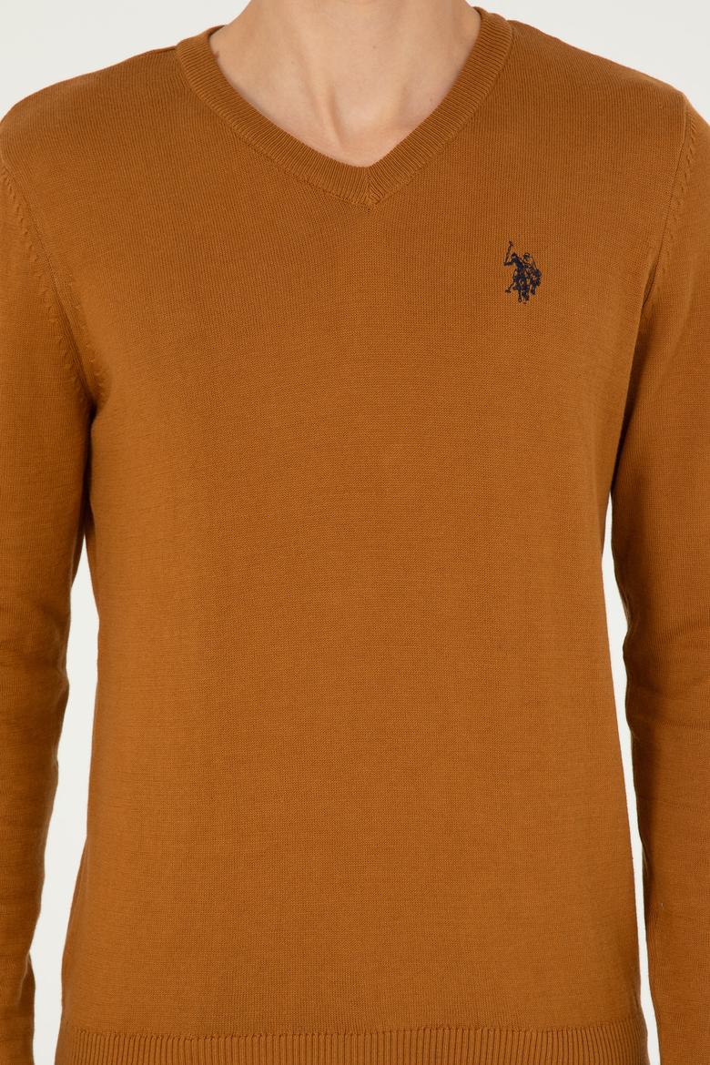 Erkek Slim Fit V Yaka Coconut Basic Kazak - 50293512114