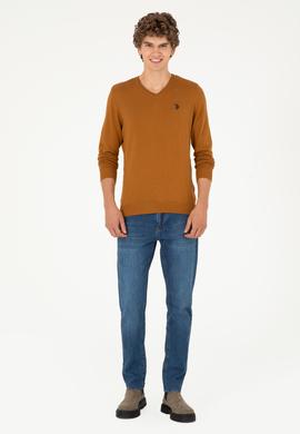Erkek Slim Fit V Yaka Coconut Basic Kazak - 50293512114