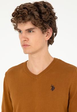 Erkek Slim Fit V Yaka Coconut Basic Kazak - 50293512114