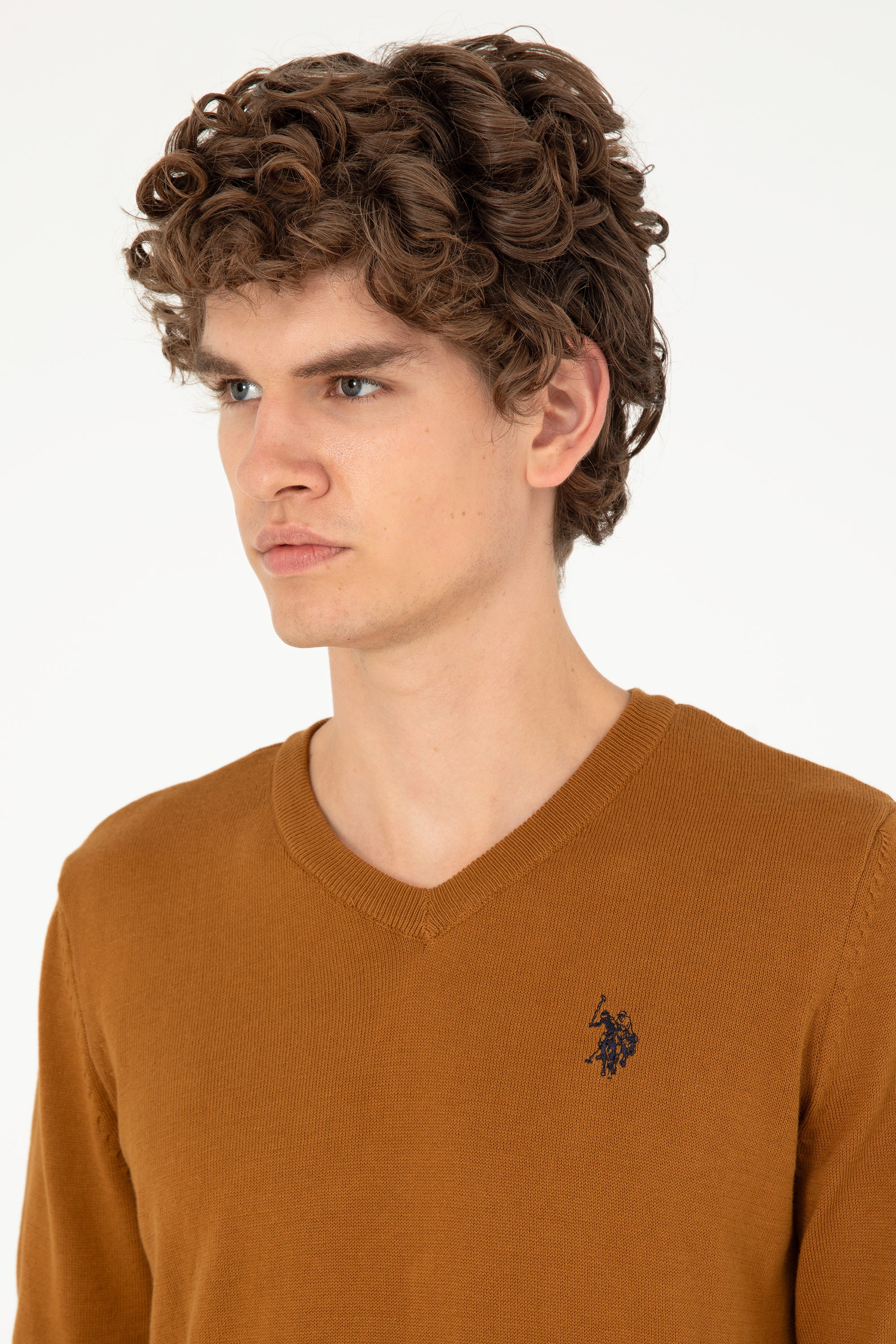 Erkek Slim Fit V Yaka Coconut Basic Kazak - Image 2