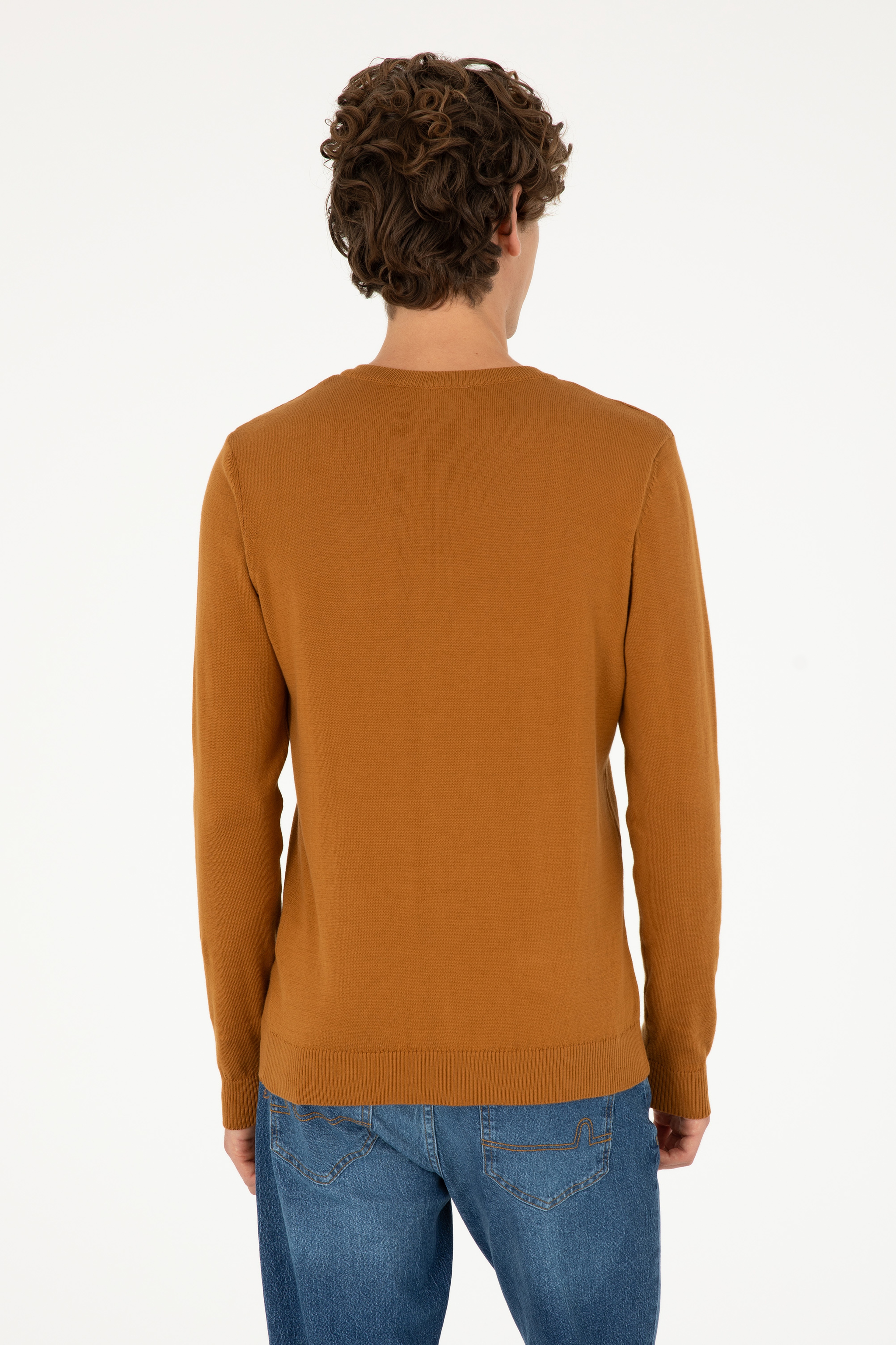 Erkek Slim Fit V Yaka Coconut Basic Kazak - Image 5
