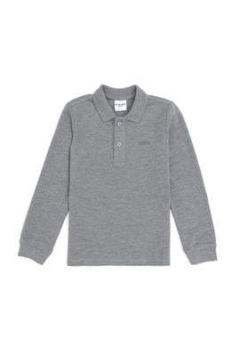 Erkek Çocuk Gri Melanj Basic Polo Yaka Sweatshirt - 50293745046