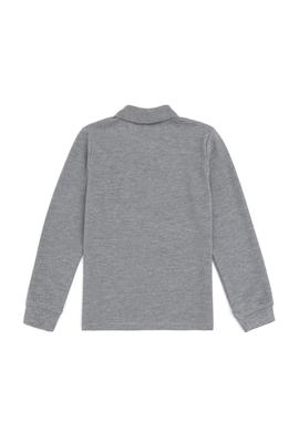 Erkek Çocuk Gri Melanj Basic Polo Yaka Sweatshirt - 50293745046