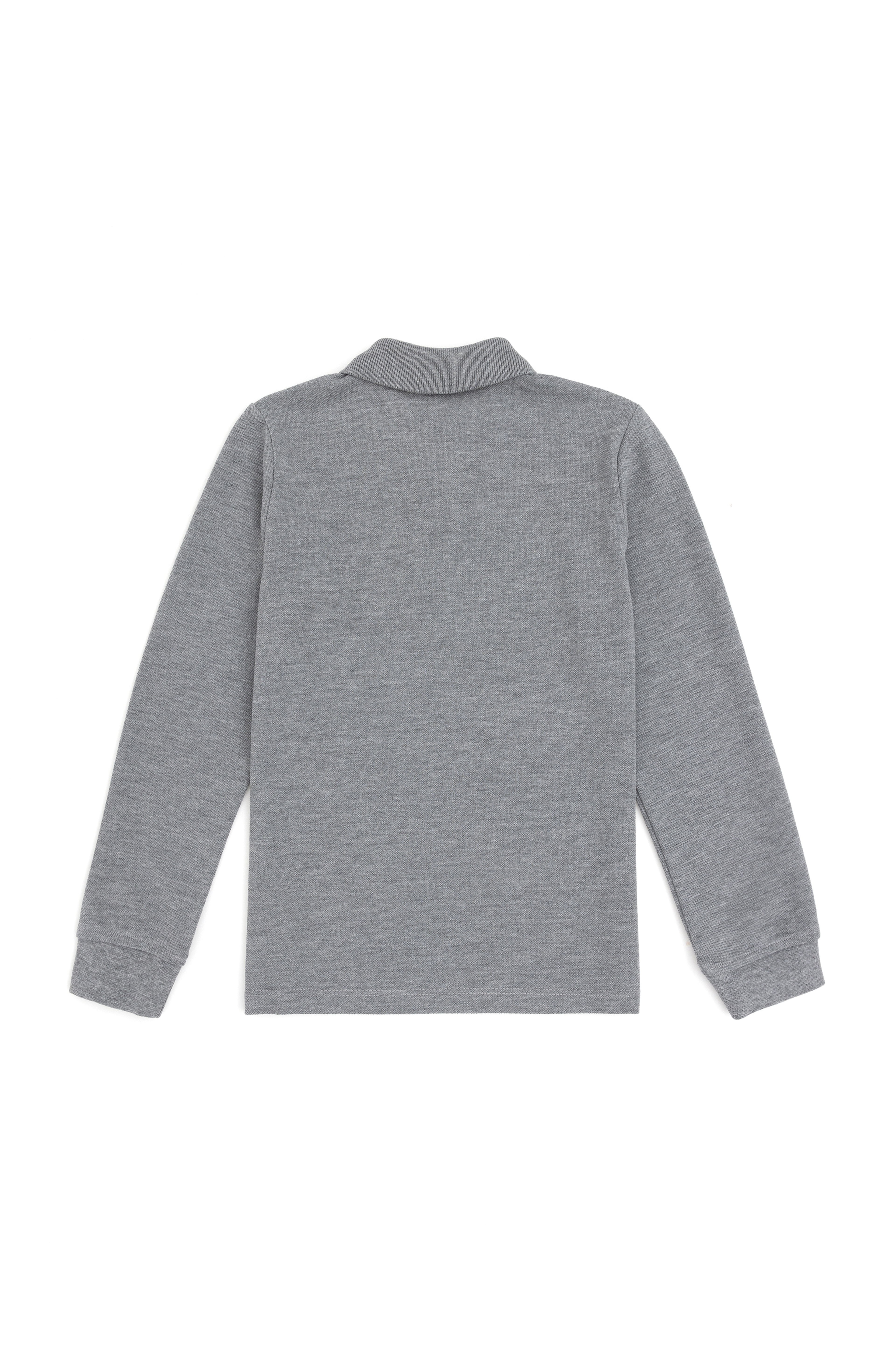 Erkek Çocuk Gri Melanj Basic Polo Yaka Sweatshirt - Image 2