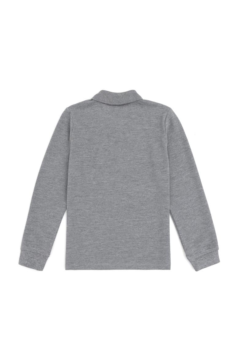 Erkek Çocuk Gri Melanj Basic Polo Yaka Sweatshirt - 50293745046