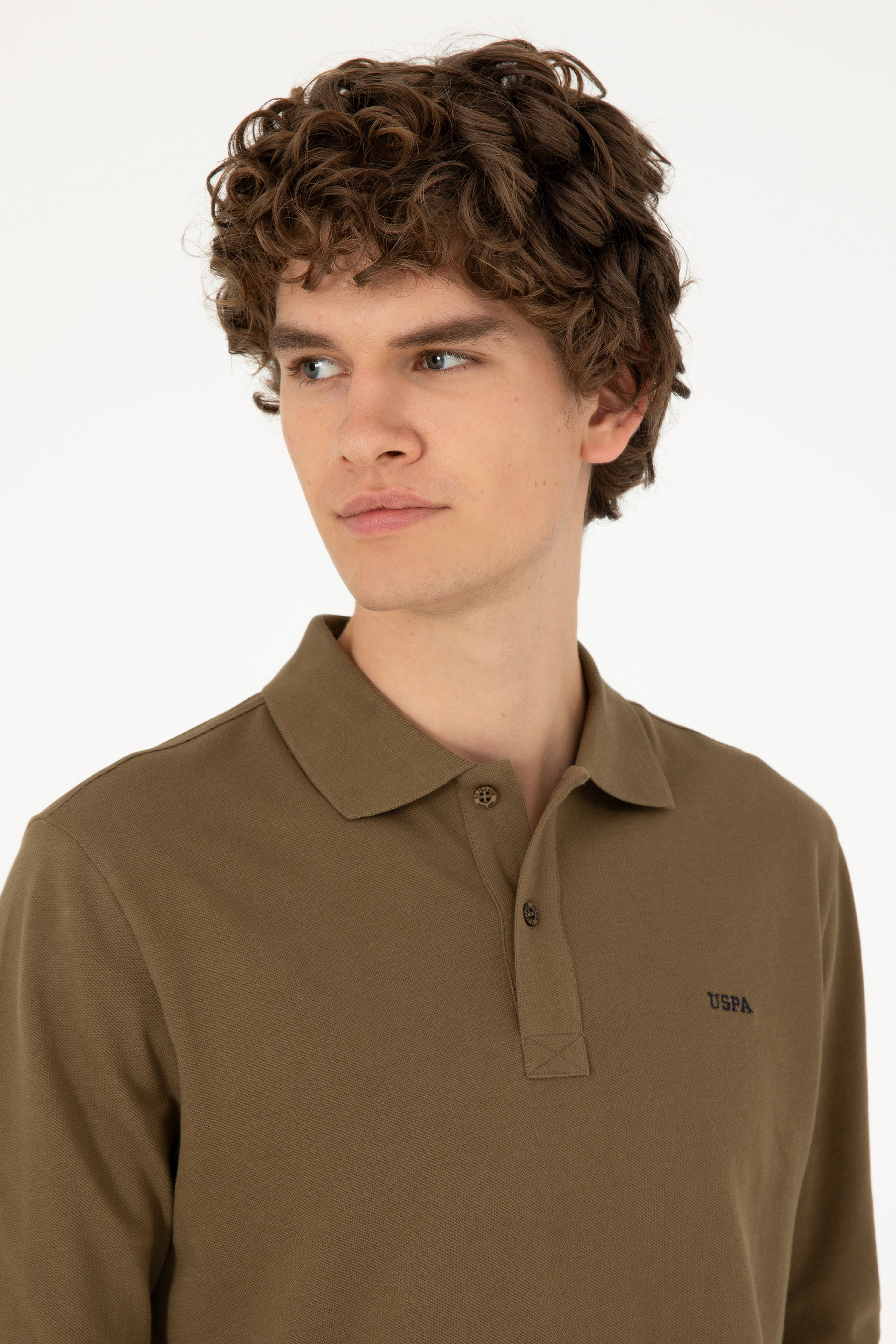 Erkek Haki Basic Sweatshirt - Image 2