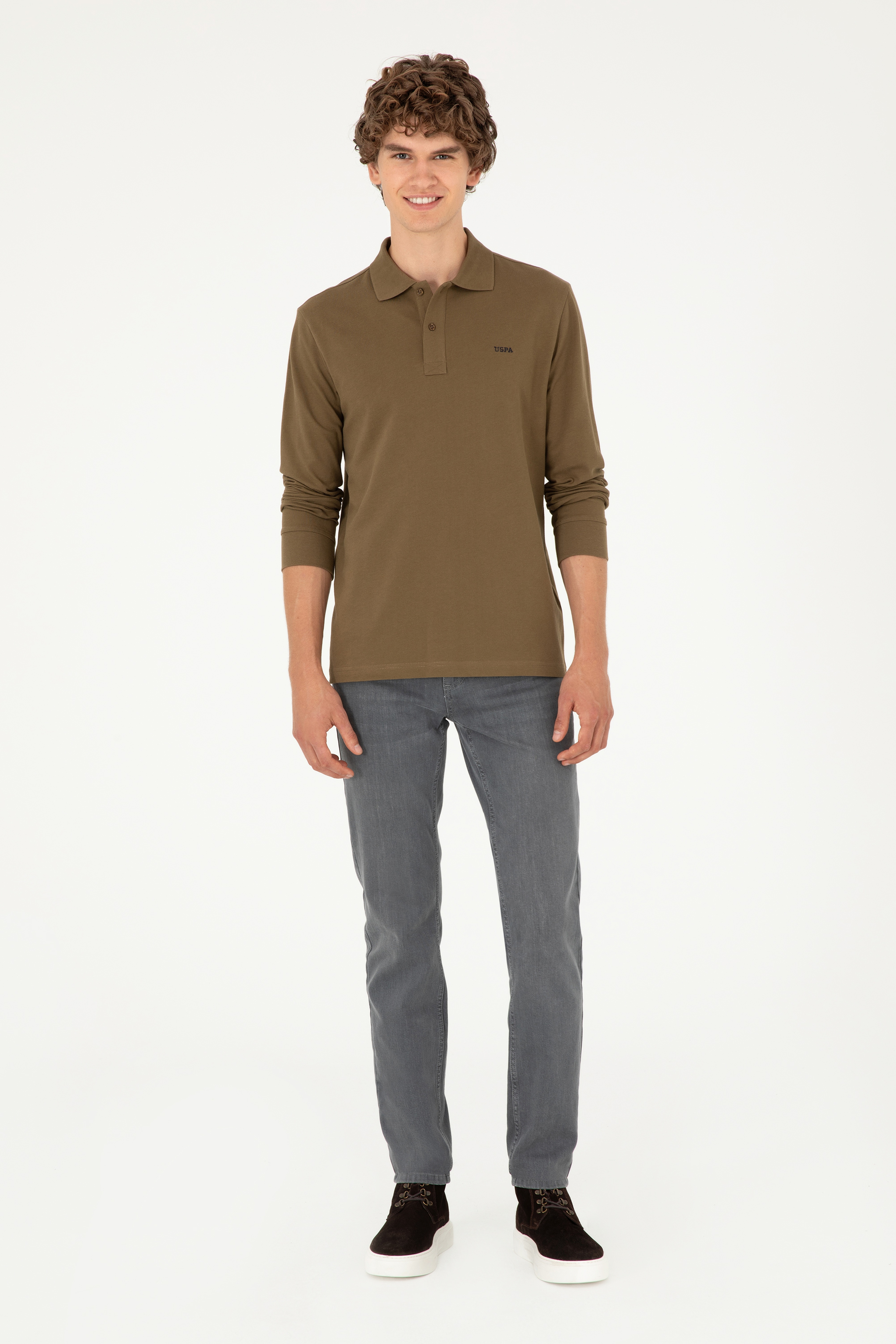 Erkek Haki Basic Sweatshirt