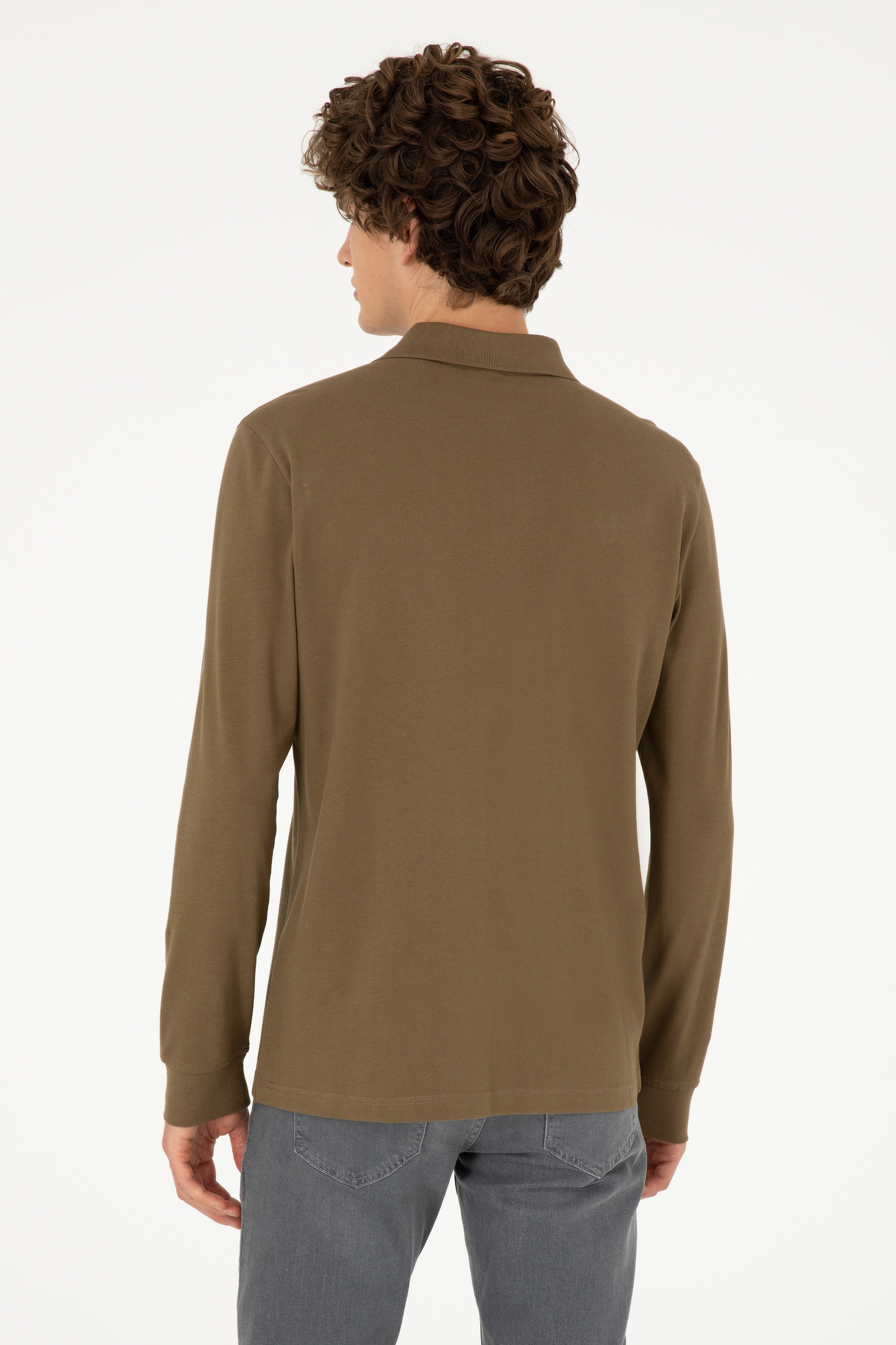 Erkek Haki Basic Sweatshirt