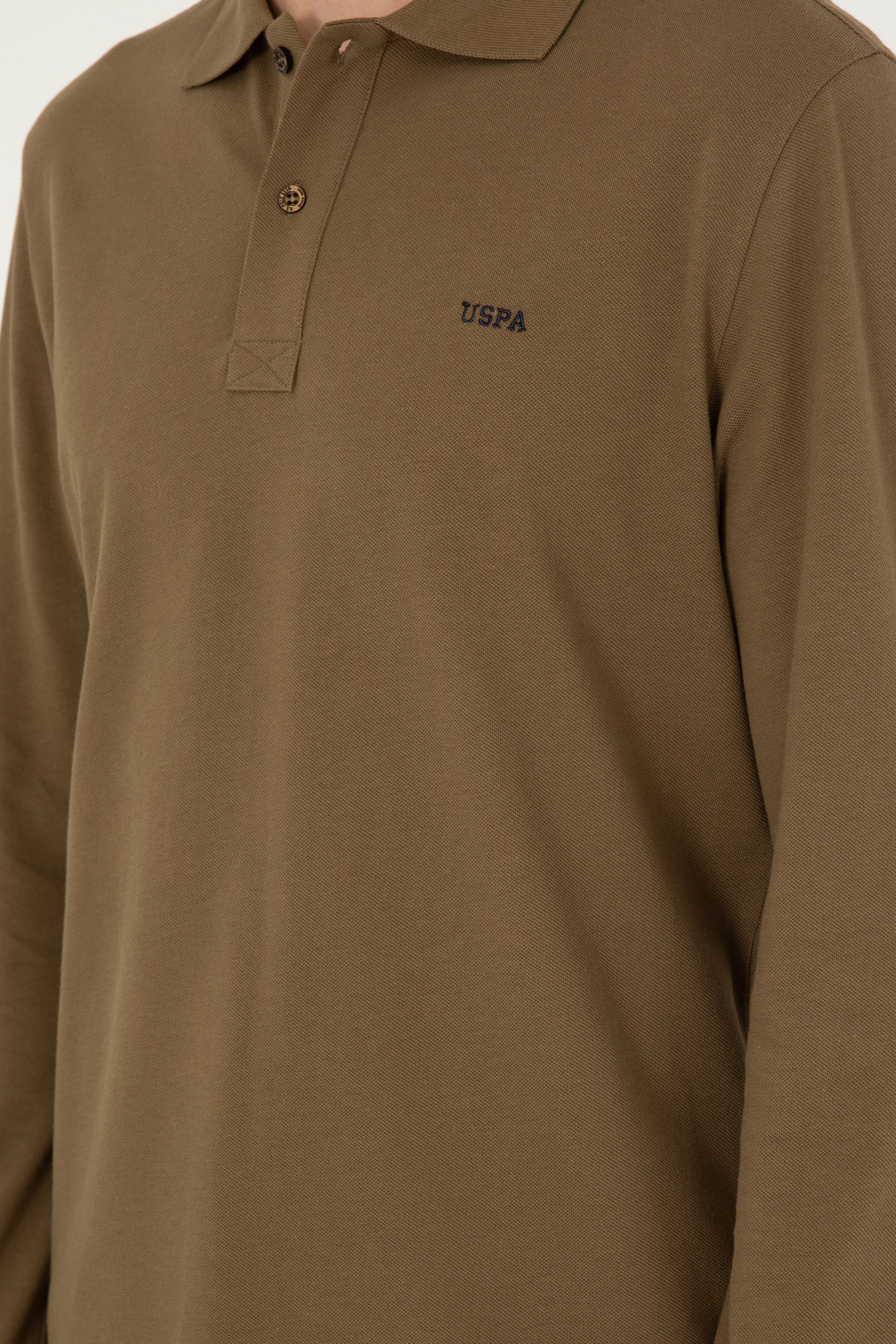 Erkek Haki Basic Sweatshirt - Image 7