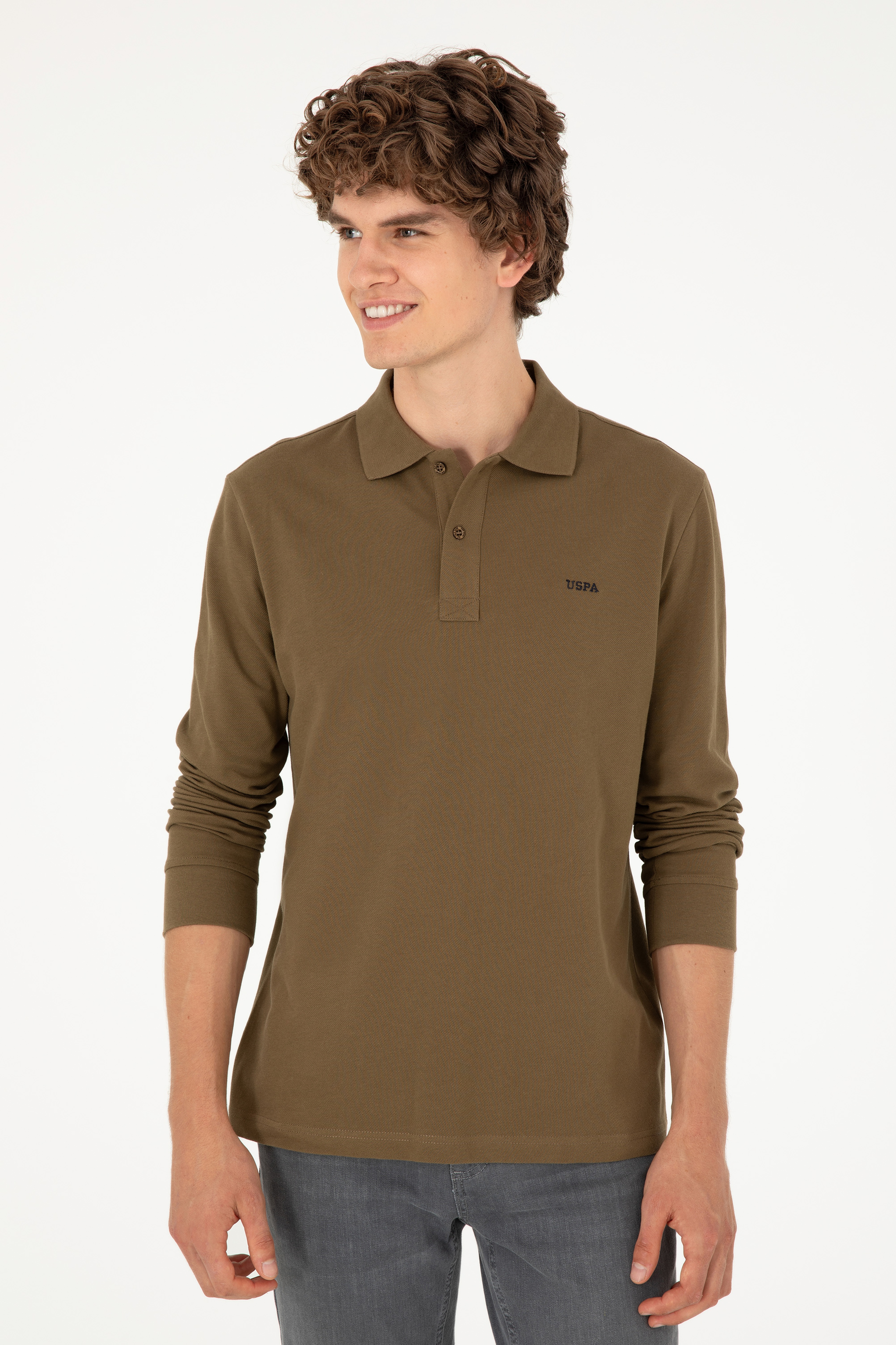Erkek Haki Basic Sweatshirt