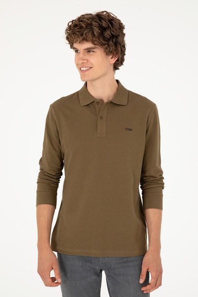 Erkek Haki Basic Sweatshirt