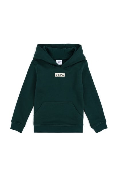 Erkek Çocuk Koyu Yeşil Kapüşonlu Sweatshirt