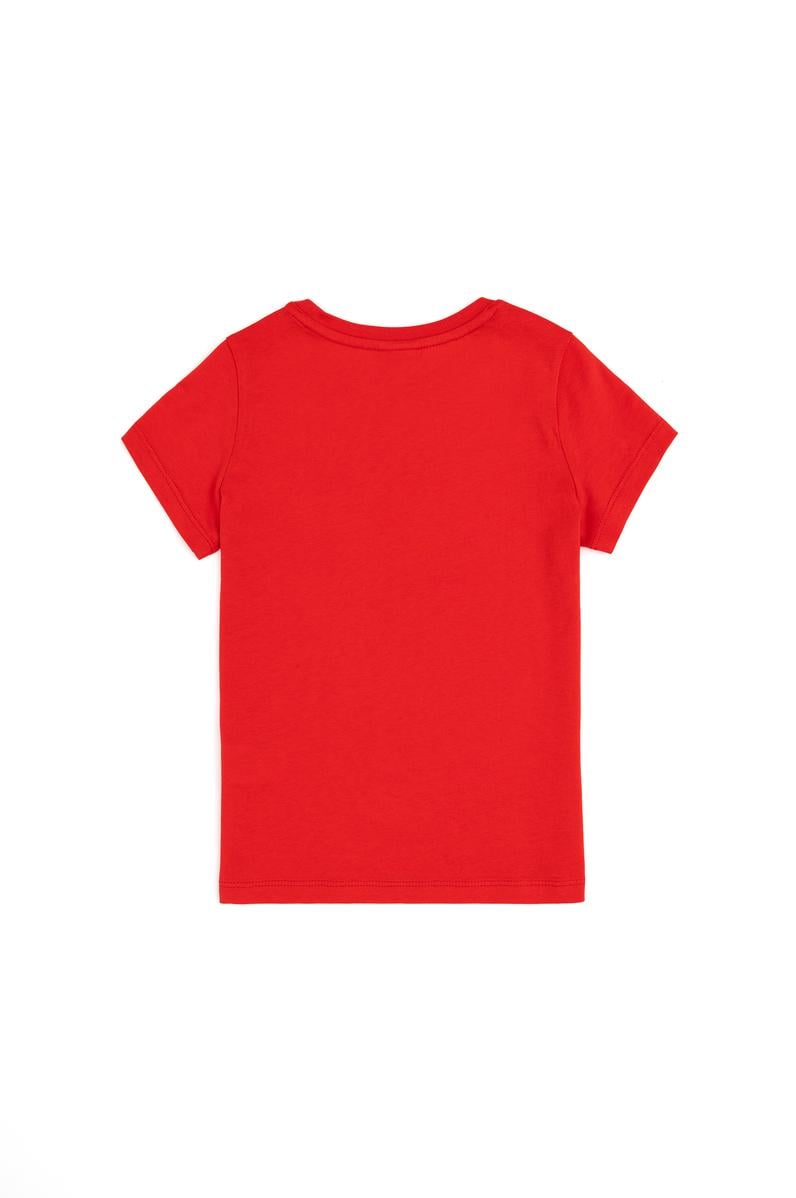 Erkek Çocuk Kırmızı Basic Bisiklet Yaka Tişört
