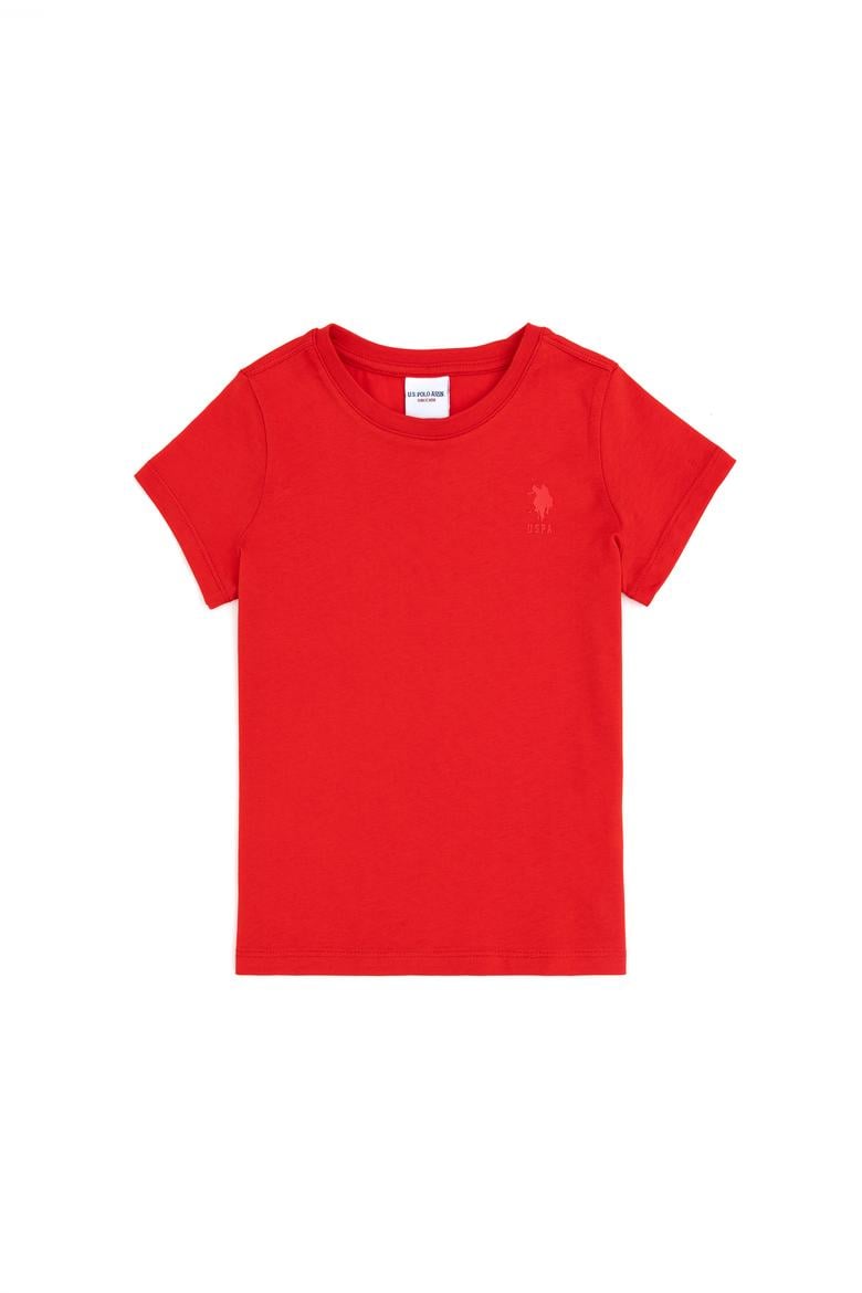 Erkek Çocuk Kırmızı Basic Bisiklet Yaka Tişört