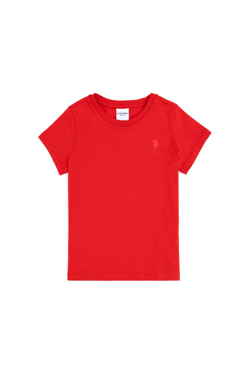 Erkek Çocuk Kırmızı Basic Bisiklet Yaka Tişört