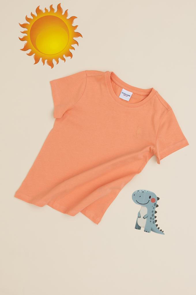 Erkek Çocuk Somon Bisiklet Yaka Tişört