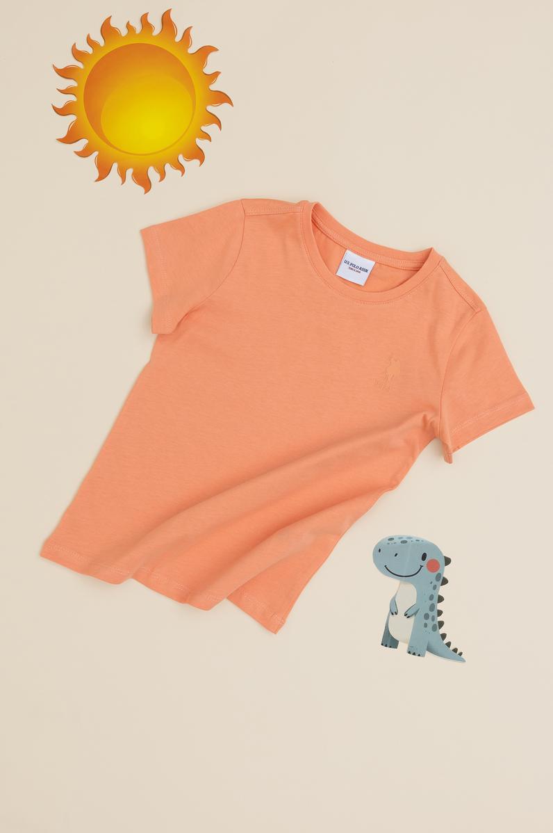 Erkek Çocuk Somon Bisiklet Yaka Tişört