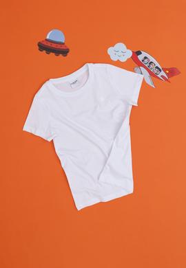 Erkek Çocuk Beyaz Basic Bisiklet Yaka Tişört - 50295959006