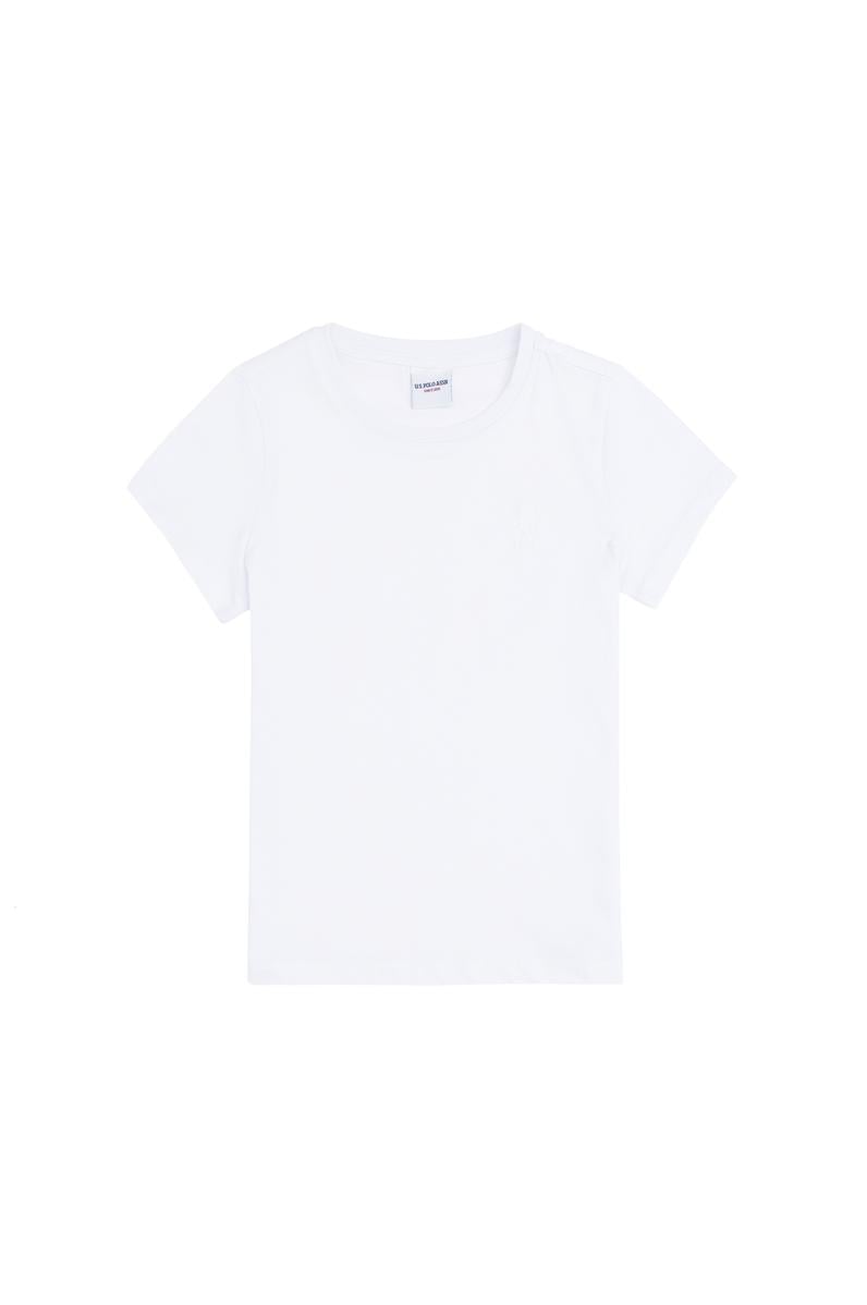 Erkek Çocuk Beyaz Basic Bisiklet Yaka Tişört