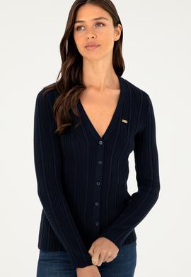 Kadın Lacivert Basic Triko Hırka - 50293544026