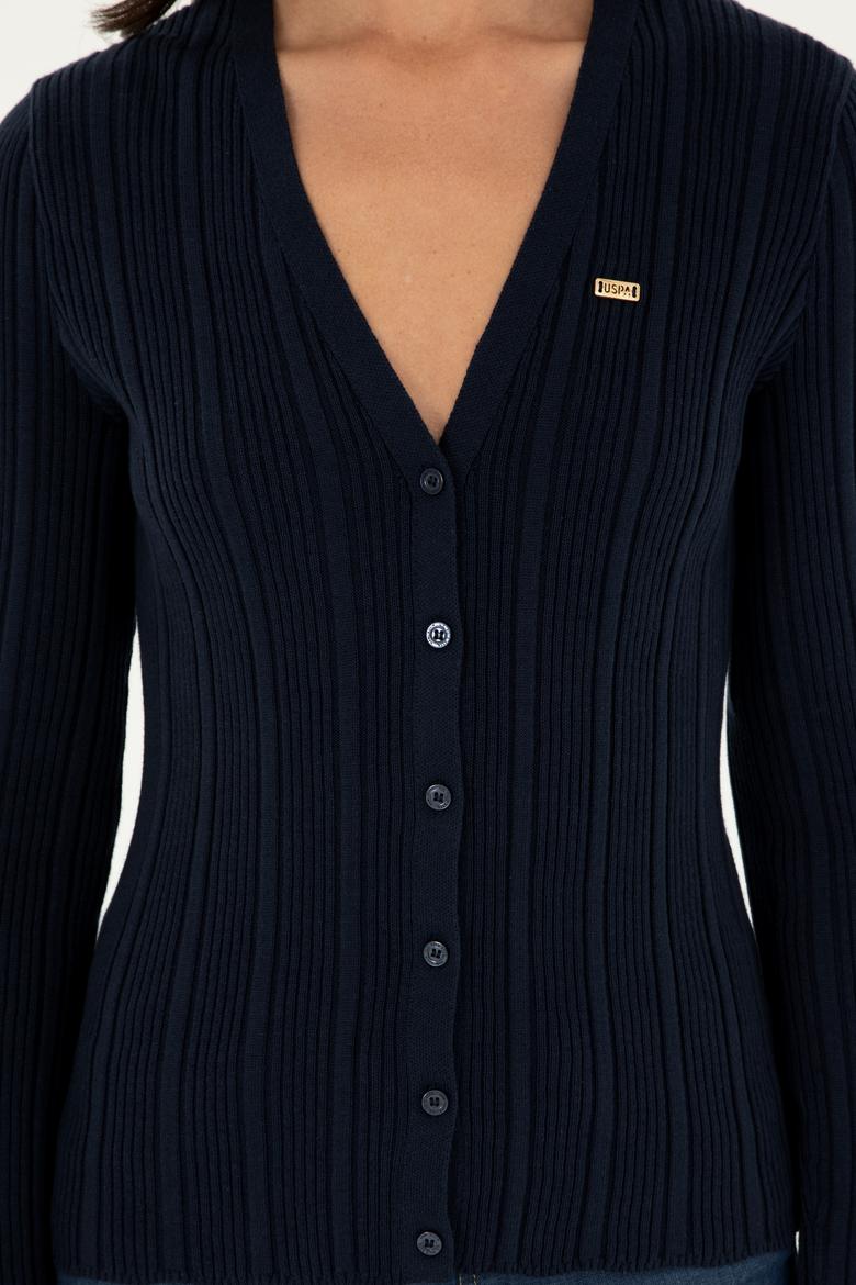 Kadın Lacivert Basic Triko Hırka - 50293544026