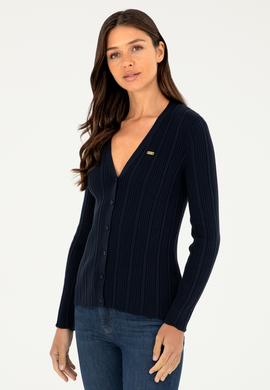 Kadın Lacivert Basic Triko Hırka - 50293544026