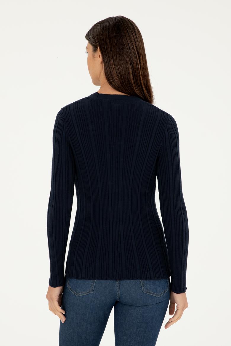 Kadın Lacivert Basic Triko Hırka - 50293544026