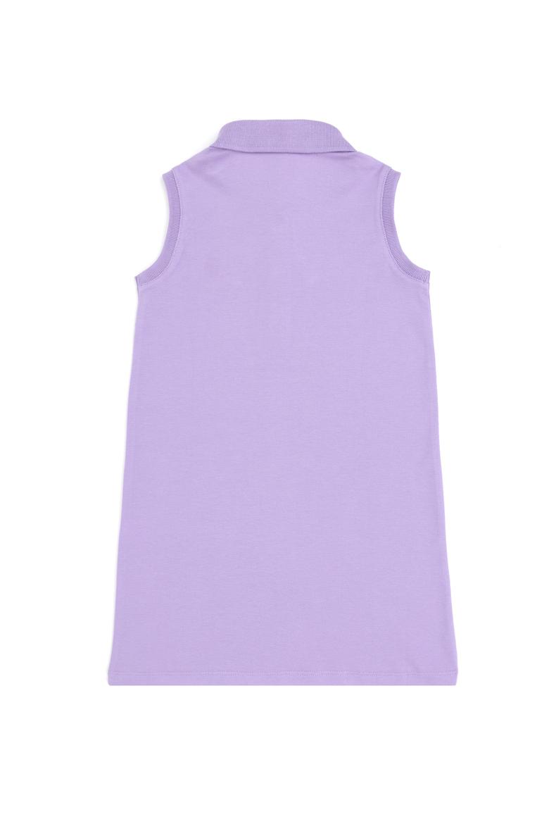 Kız Çocuk Lila Polo Yaka Kolsuz Örme Elbise - 50289282067