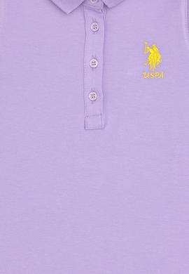 Kız Çocuk Lila Polo Yaka Kolsuz Örme Elbise - 50289282067