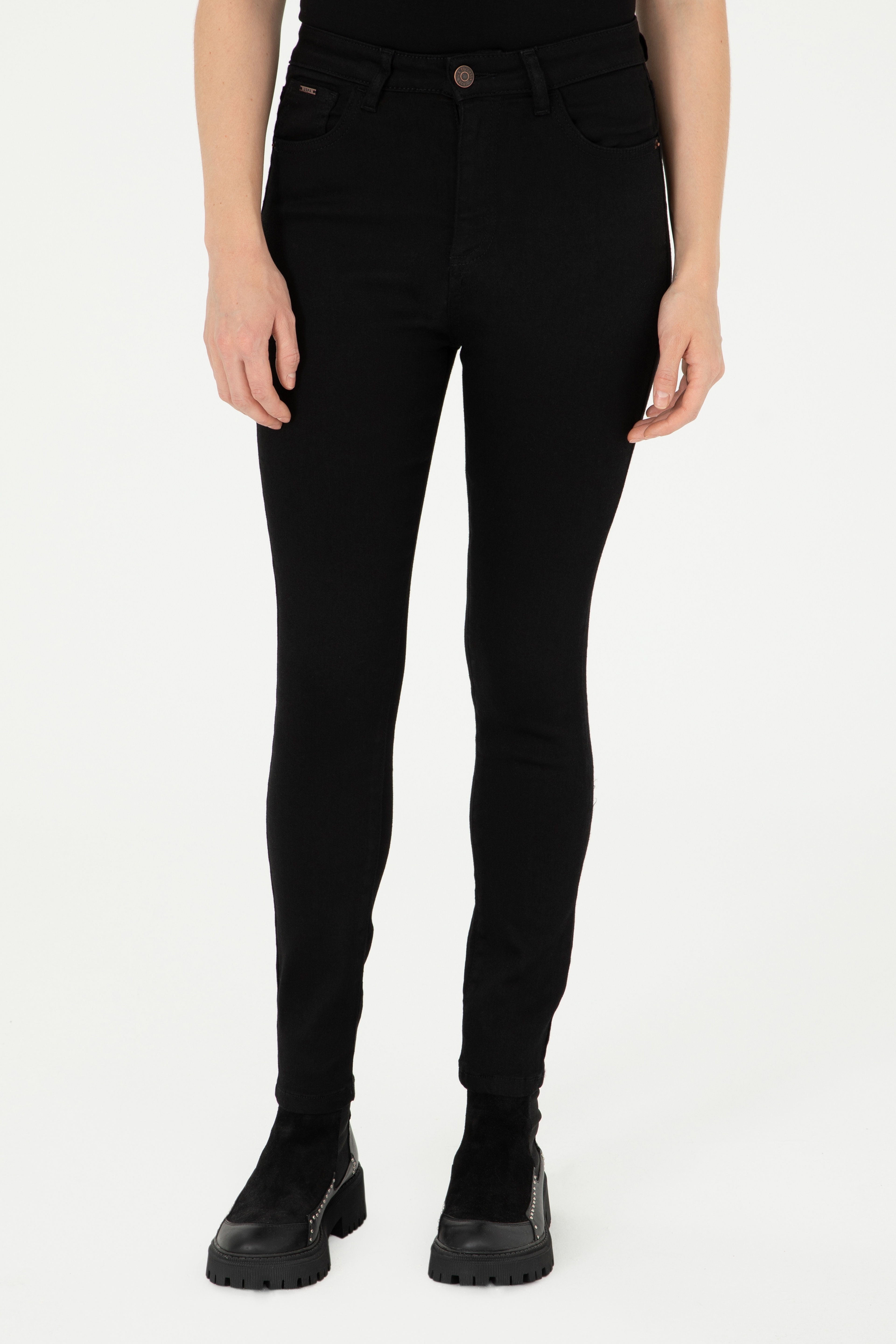 Kadın Siyah Skinny High Waist Fit Jean Pantolon