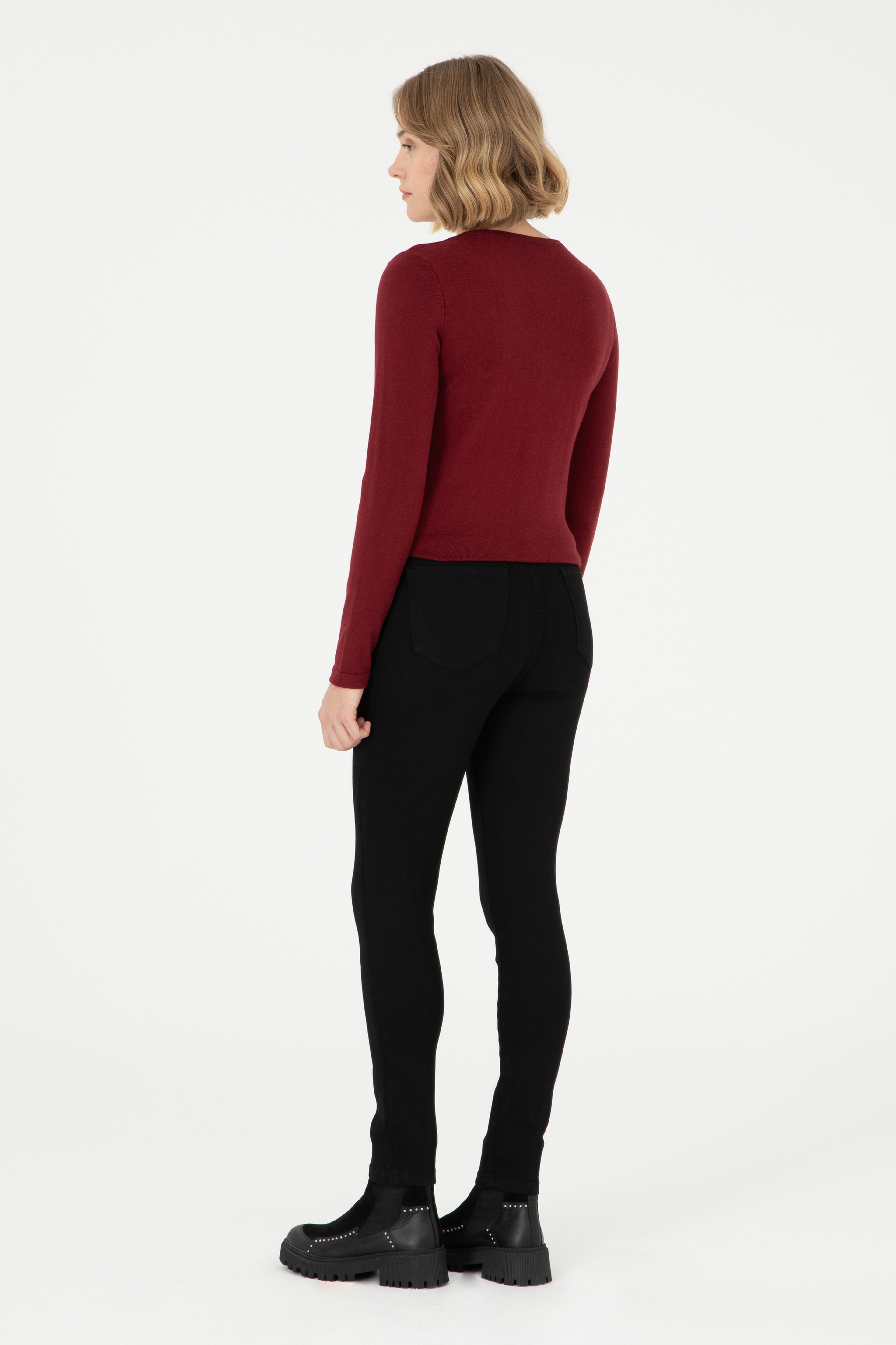 Kadın Siyah Skinny High Waist Fit Jean Pantolon - Image 4