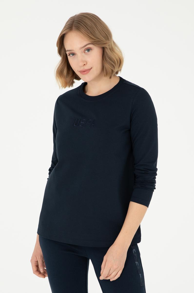 Kadın Lacivert Bisiklet Yaka Sweatshirt