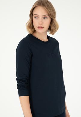 Kadın Lacivert Bisiklet Yaka Sweatshirt - 50294752006