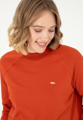 Kadın Kiremit Bisiklet Yaka Sweatshirt - 50296903030