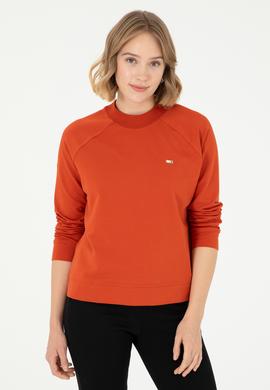 Kadın Kiremit Bisiklet Yaka Sweatshirt - 50296903030