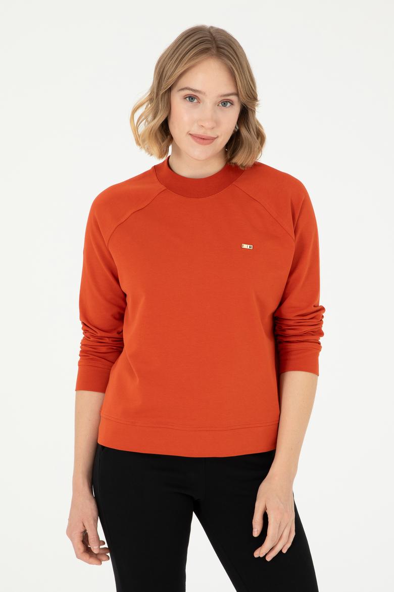 Kadın Kiremit Bisiklet Yaka Sweatshirt