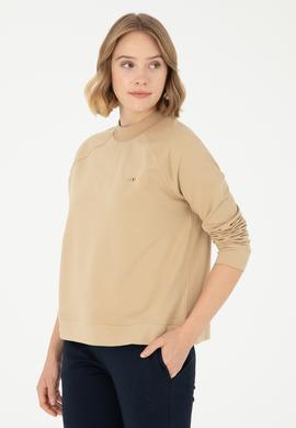 Kadın Kum Bisiklet Yaka Sweatshirt - 50296903033