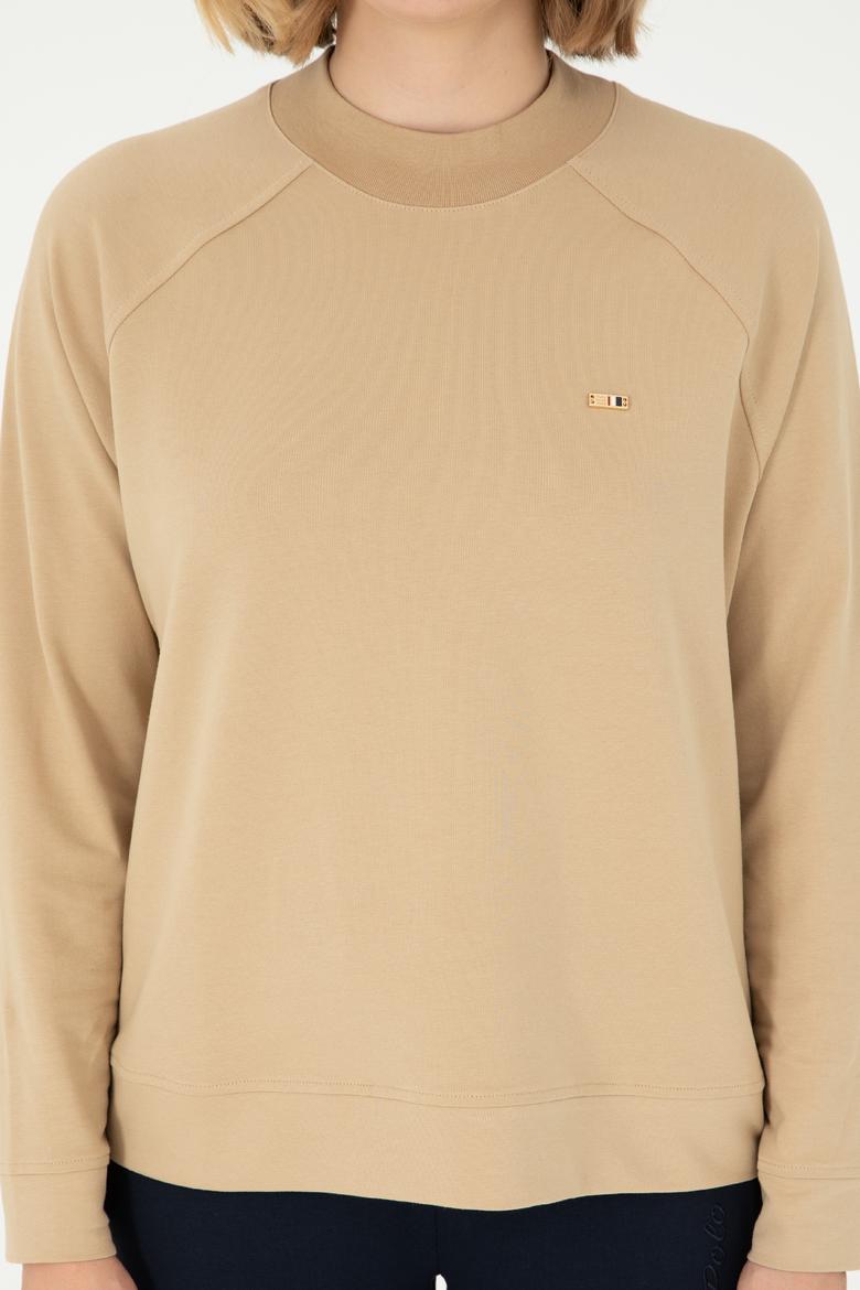 Kadın Kum Bisiklet Yaka Sweatshirt - 50296903033