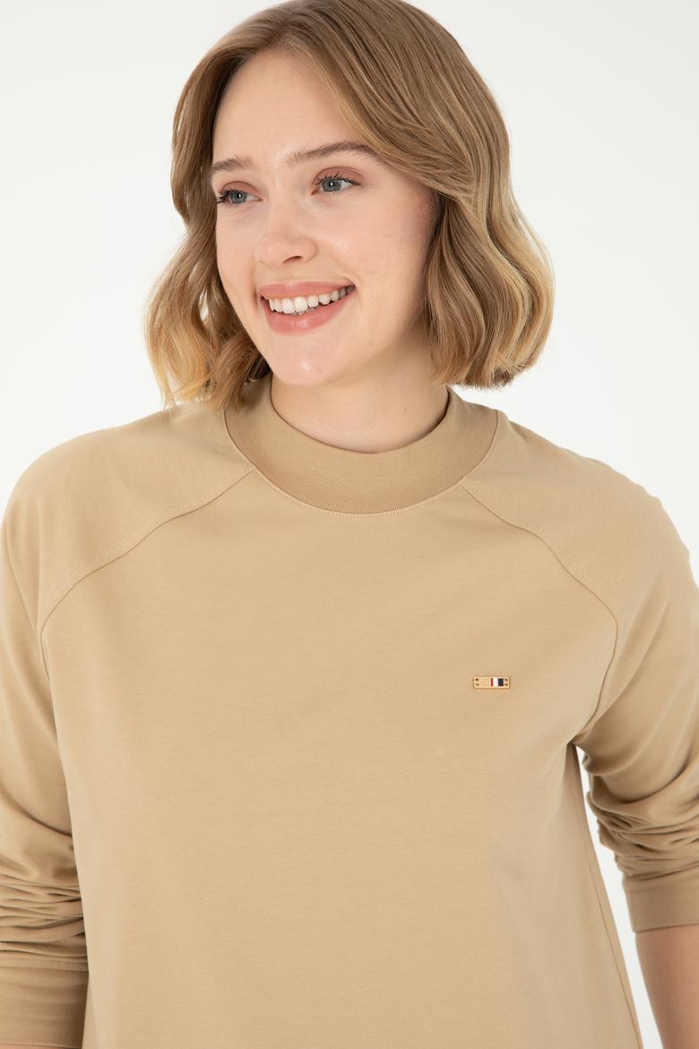 Kadın Kum Bisiklet Yaka Sweatshirt - 50296903033