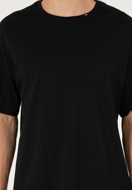 Erkek Oversize Fit Bisiklet Yaka Siyah Tişört - 50294288016