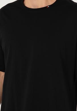 Erkek Oversize Fit Bisiklet Yaka Siyah Tişört - 50294288016