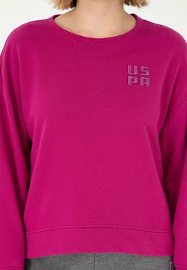 Kadın Fuşya Basic Bisiklet Yaka Sweatshirt - 50296919041