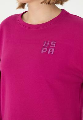 Kadın Fuşya Basic Bisiklet Yaka Sweatshirt - 50296919041