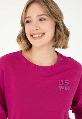 Kadın Fuşya Basic Bisiklet Yaka Sweatshirt - 50296919041